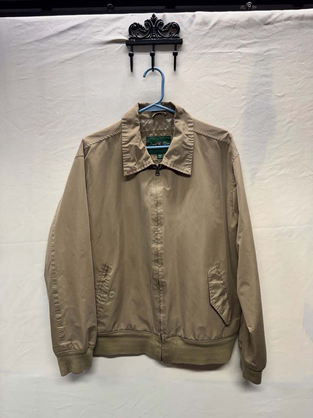David Taylor Men's Khaki Lightweight Full-Zip Harrington Bomber Jacket Size M